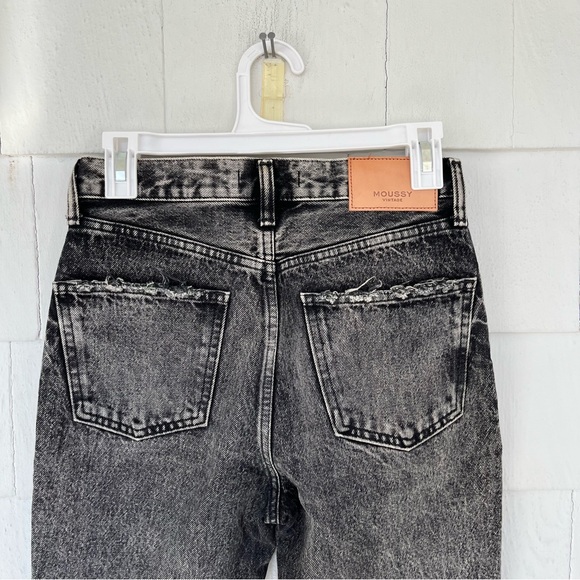 Moussy Vintage Straight Leg Faded Black Gray jeans size 25 - Picture 4 of 6
